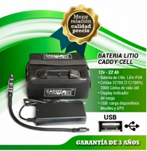 BATERIA LITIO CADDY-CELL+ USB  12V - 22AH CON CARGADOR