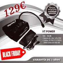 BATERIA DE LITIO VTPOWER 12V.16AH CON CARGADOR Y FUNDA DE NEOPRENO