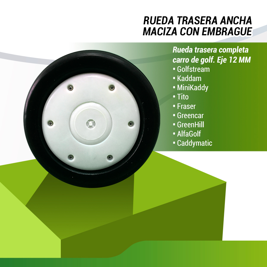 RUEDAS TRASERAS NEUMATICO SOLIDO UNIVERSAL EJE 12MM CARRO ELECTRICO